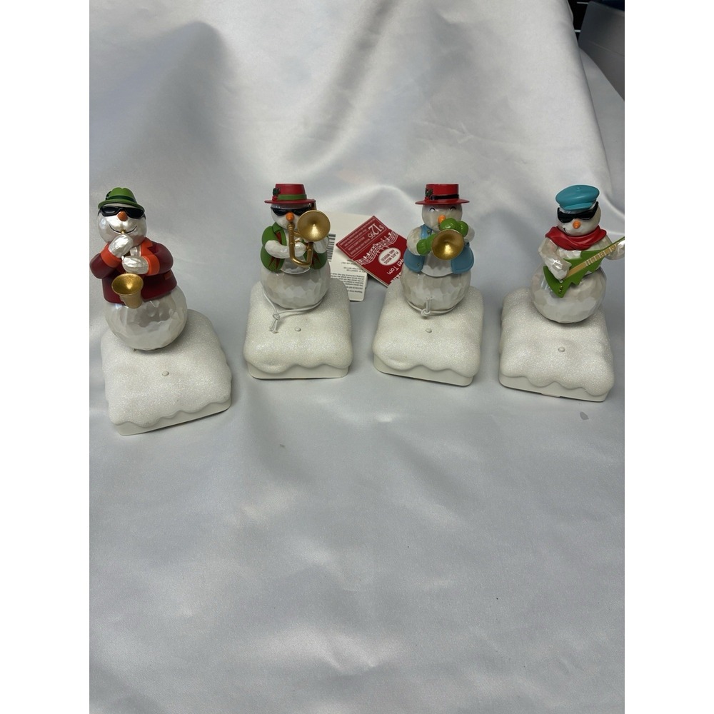Hallmark Four-Piece Snowman Band Figurine Ornaments Movement Two Melodies Each